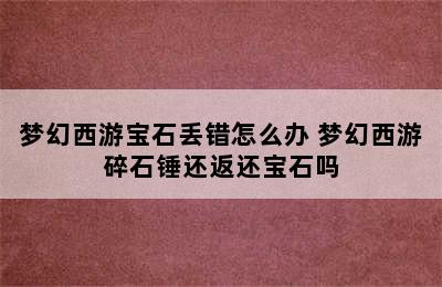 梦幻西游宝石丢错怎么办 梦幻西游碎石锤还返还宝石吗